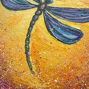 Original Dragonfly Impasto Oil Painting: Sunset Insect Art (8x6) - Etsy