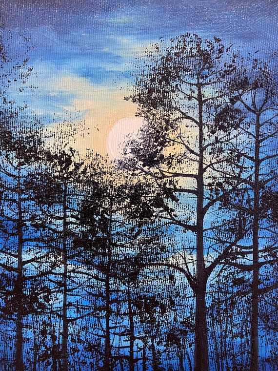 油絵 絵画【満月のライトアップ】 油絵 絵画 【秋のライトアップ】 - HR | minne byGMOペパボ