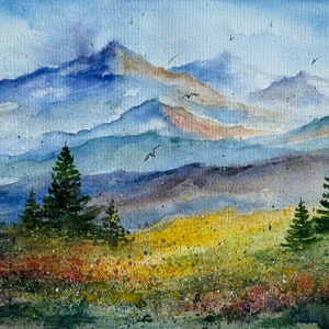 Colorado Painting Rocky Mountain Original Art Colorado Landscape Wall Art Colorado Wildflowers watercolor original art national park artwork