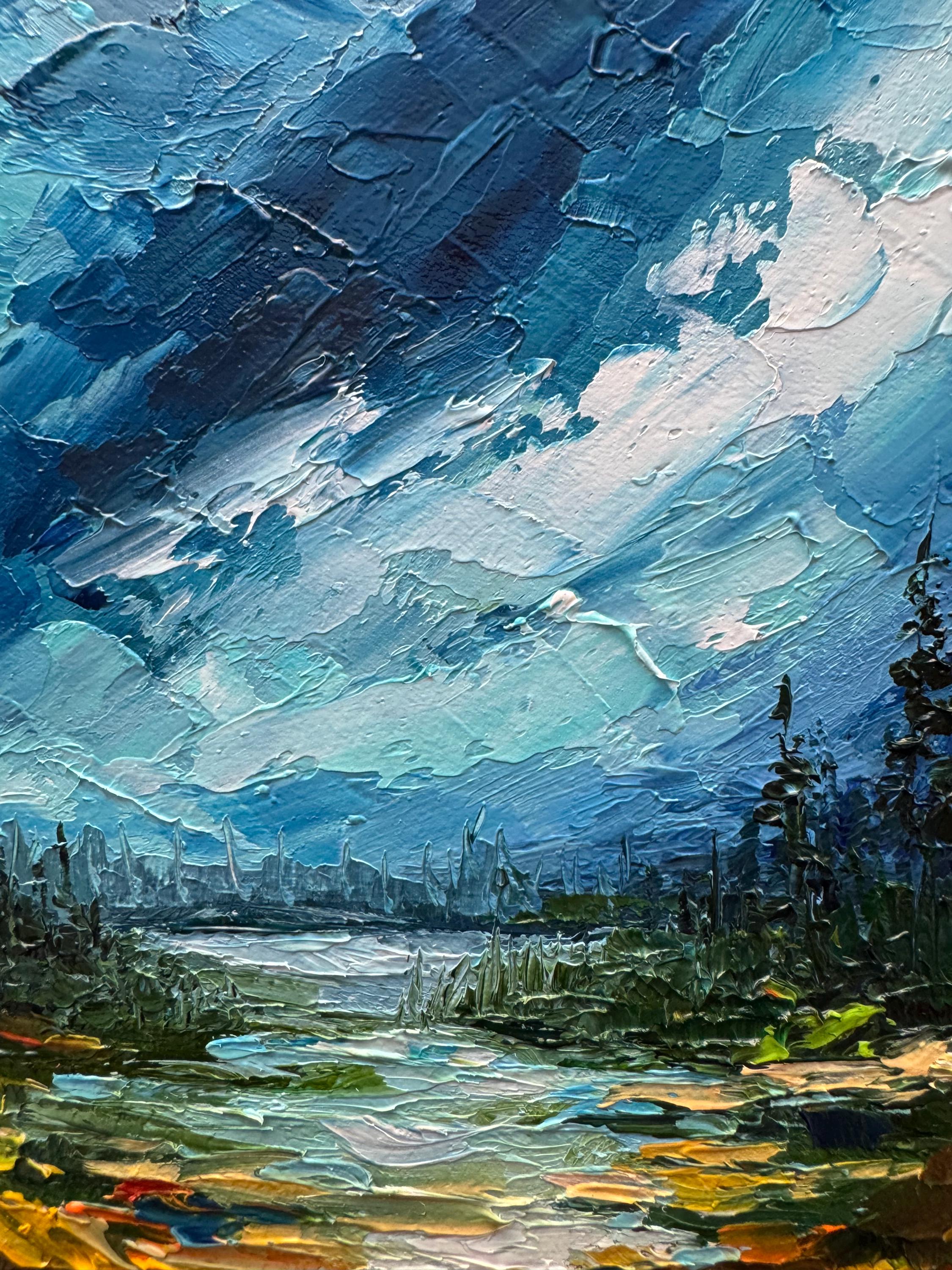 グレイシャー国立公園のインパスト油絵：山の風景画、8x8 - Etsy 日本