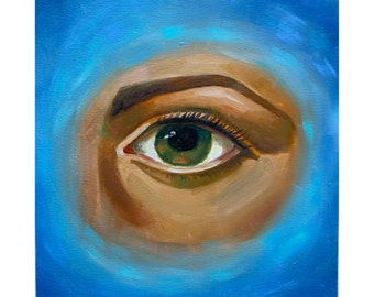 Eye painting Portrait Original Art Eye Wall Art Female eye painting lovers eye artwork Eye Oil Portrait painting 8x8 inches