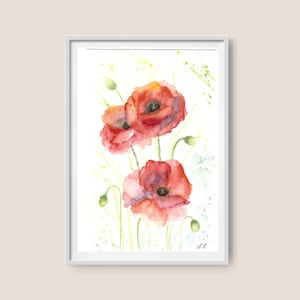 Poppy Watercolor Art Print California poppy Wall Art Floral watercolor art print red poppy painting flower poster poppy watercolor painting