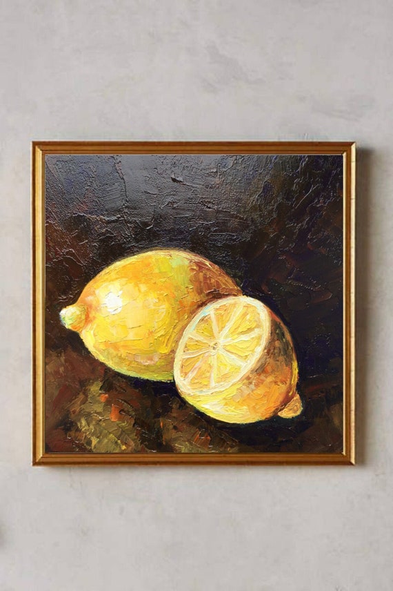 Quadro Su Tela XXL Visario 160x90 Cm | Stampa Artistica Con Lime Limone | Telaio In Legno Naturale, Pronto Da Appendere