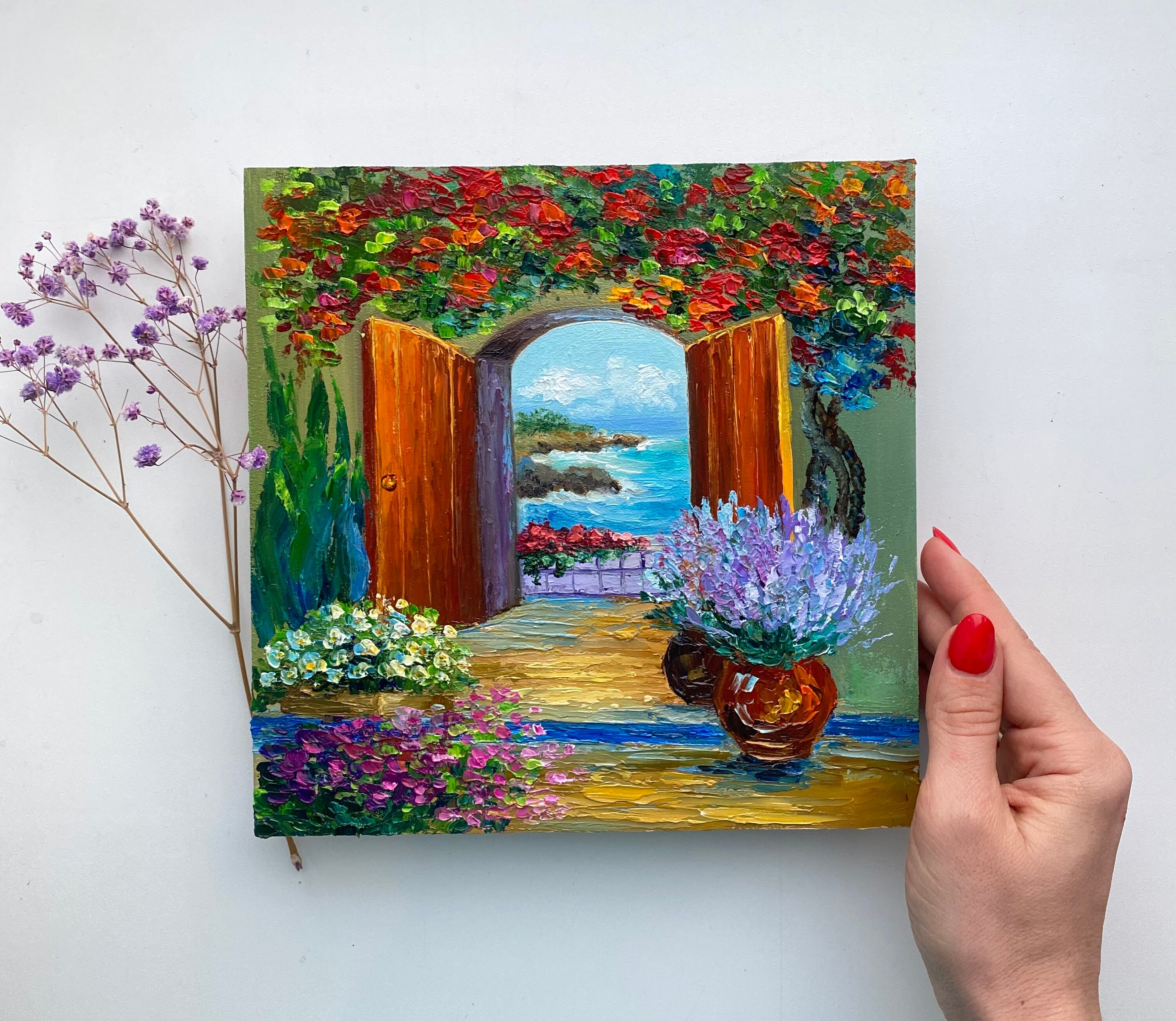 ポジターノ（イタリア）の絵画：オリジナルのインパスト海景画