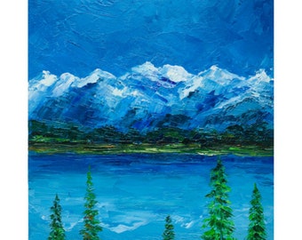 Denali Gemälde Nationalpark Original Kunst Alaska Landschaft Wandkunst Berglandschaft Impasto Gemälde Denali kleines Kunstwerk 8x8 von Alla