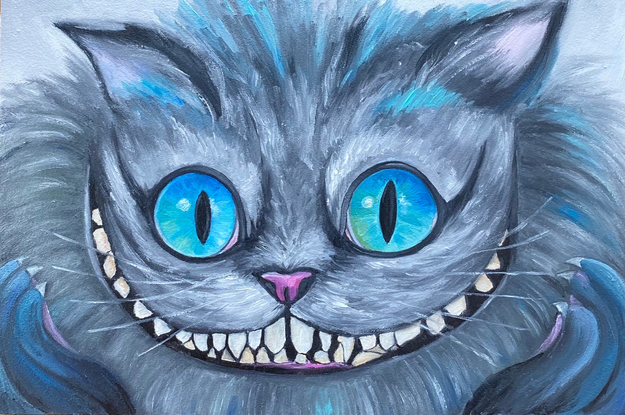 チェシャ猫の絵画、不思議の国のアリス オリジナルアート チェシャ猫の絵画、不思議の国のアリス オリジナルアート