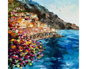 Manarola Italy Painting: Cinque Terre Seascape Oil Painting 8x8