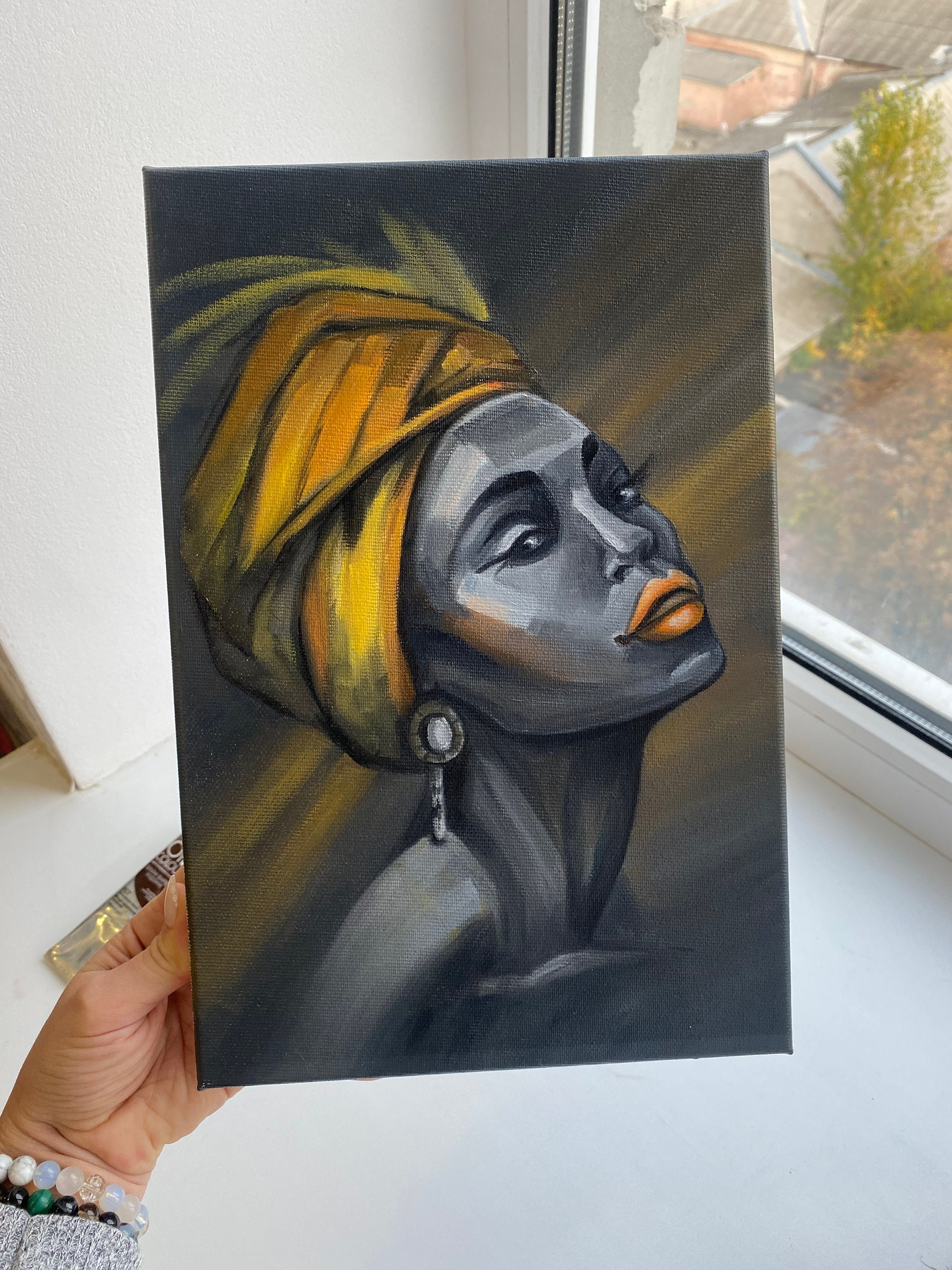 African Queen Oil Painting: Original Woman Portrait on Canvas