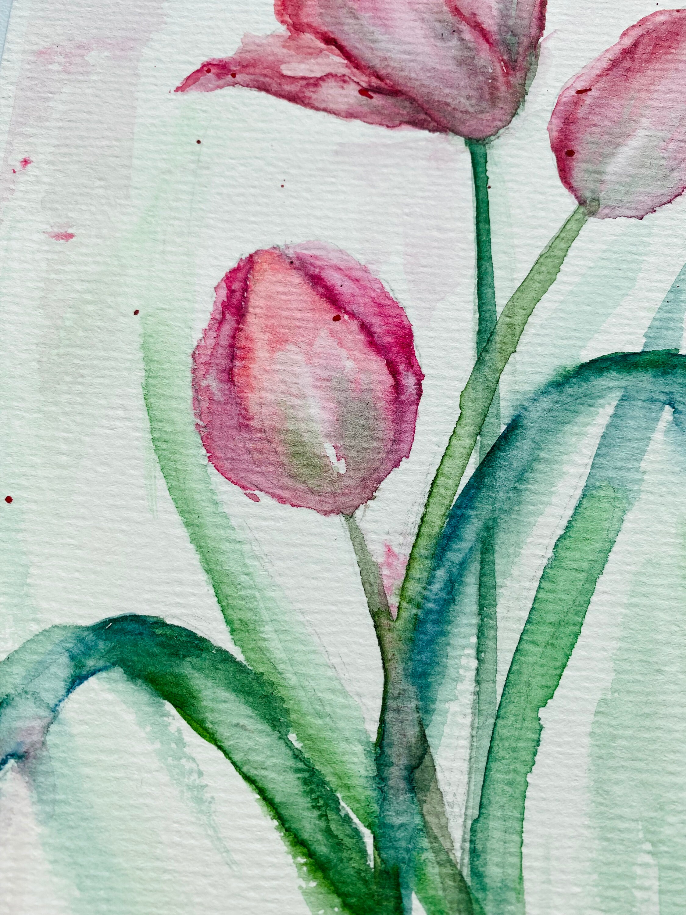 オリジナルチューリップ水彩画：小さな花のアートワーク（8x6） - Etsy