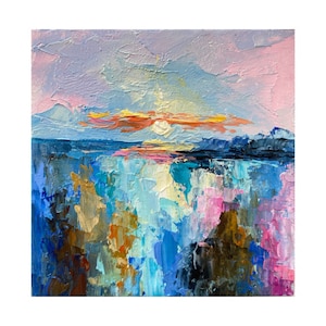 Laguna Beach Painting Seascape Original Art Laguna Beach Wall Art Ocean small impasto painting seascape artwork 4x4 inches by Alla