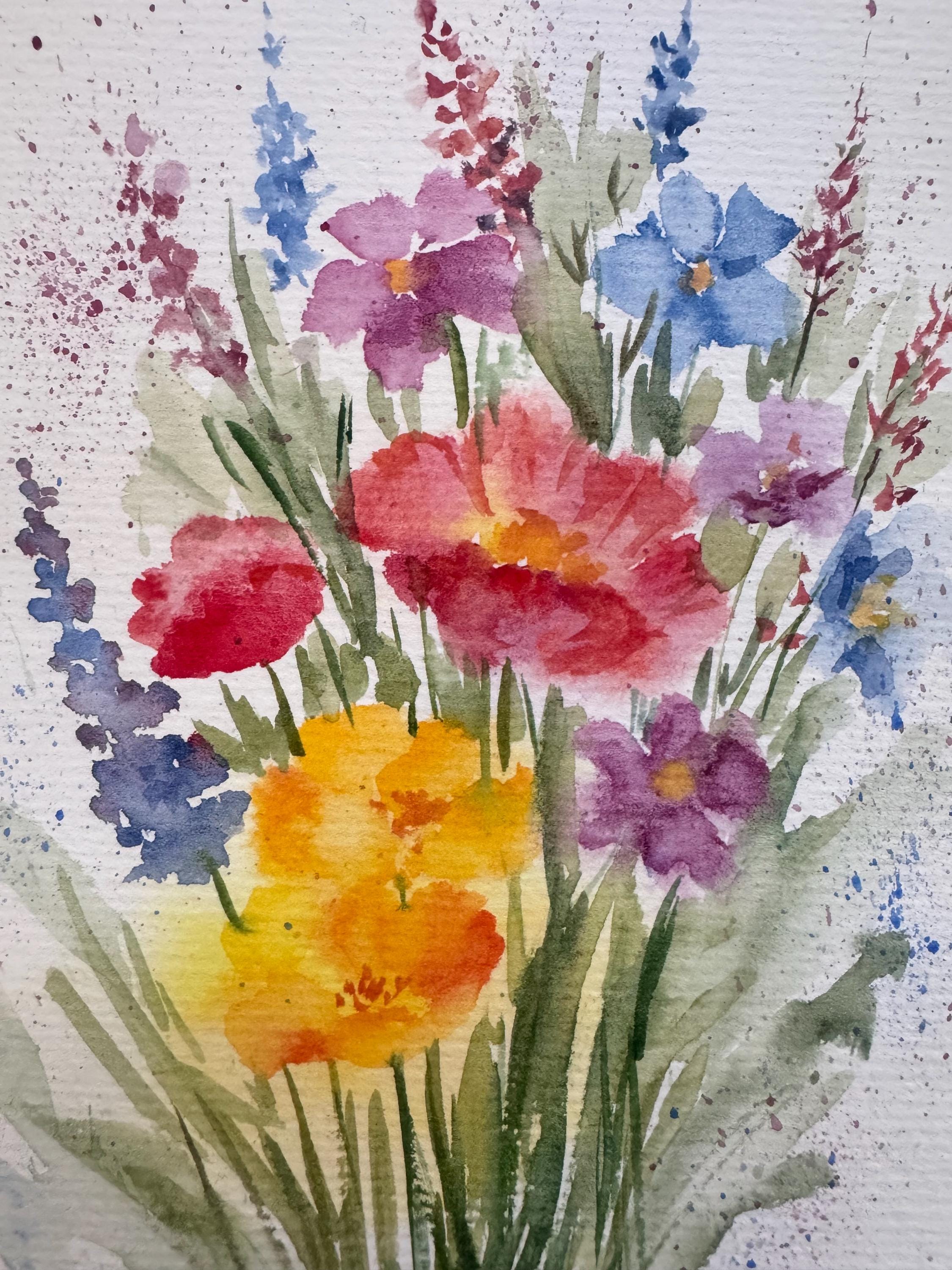 Original Wildflower Watercolor Painting: Meadow Floral Art (8x6