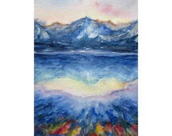 Lake McDonald Watercolor Painting: Glacier National Park Art, Montana Landscape, 8x6 Original