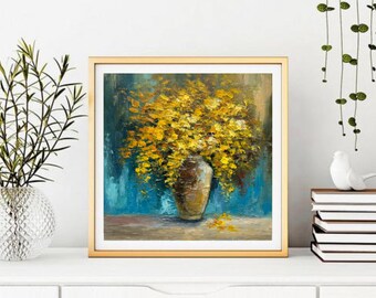 テクスチャーアート　絵画　インテリアアート　立体　花　絵　ミモザ　北欧 テクスチャーアート アクリル画 ミモザ 花の絵 原画 - メルカリ