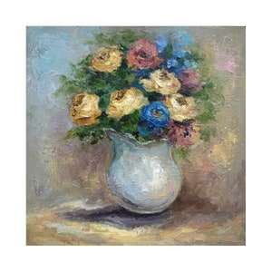 バラの絵 静物画 カラフルなアート 抽象的な花のアート 花