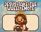 Jesus Take the Wheel Emote | Cute Christian Twitch Emote PNG | Funny Faith Stream Emote | Religious Jesus PNG | Streamer Emotes Pack
