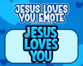 Emote Gesù ti ama / Emote cristiano Twitch e Discord / Adesivo PNG religioso della fede / Download digitale dell'emote carino Kawaii Stream