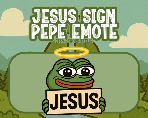 Jesus Sign Pepe Emote | Christian Twitch & Discord Emote | Funny Meme PNG Sticker | Faith Religious Stream Emote Digital Download