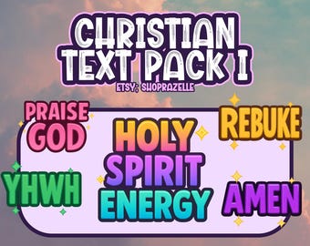 Pacchetto di emoticon di testo cristiano / Lode a Dio, Spirito Santo, Amen, YHWH, Rimprovero / Emote cristiane di Twitch / Fede Stream PNG