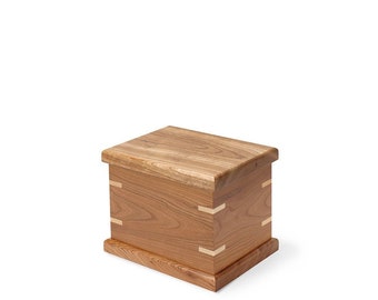 Handmade Cherry Pet Burial Urn | Wooden Cremation Memorial Box for Small-Medium Pets