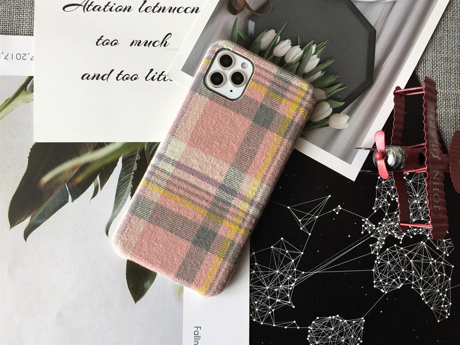 Blue Checked Cloth Simple Apple Phone case iphone 12 mini pro Etsy