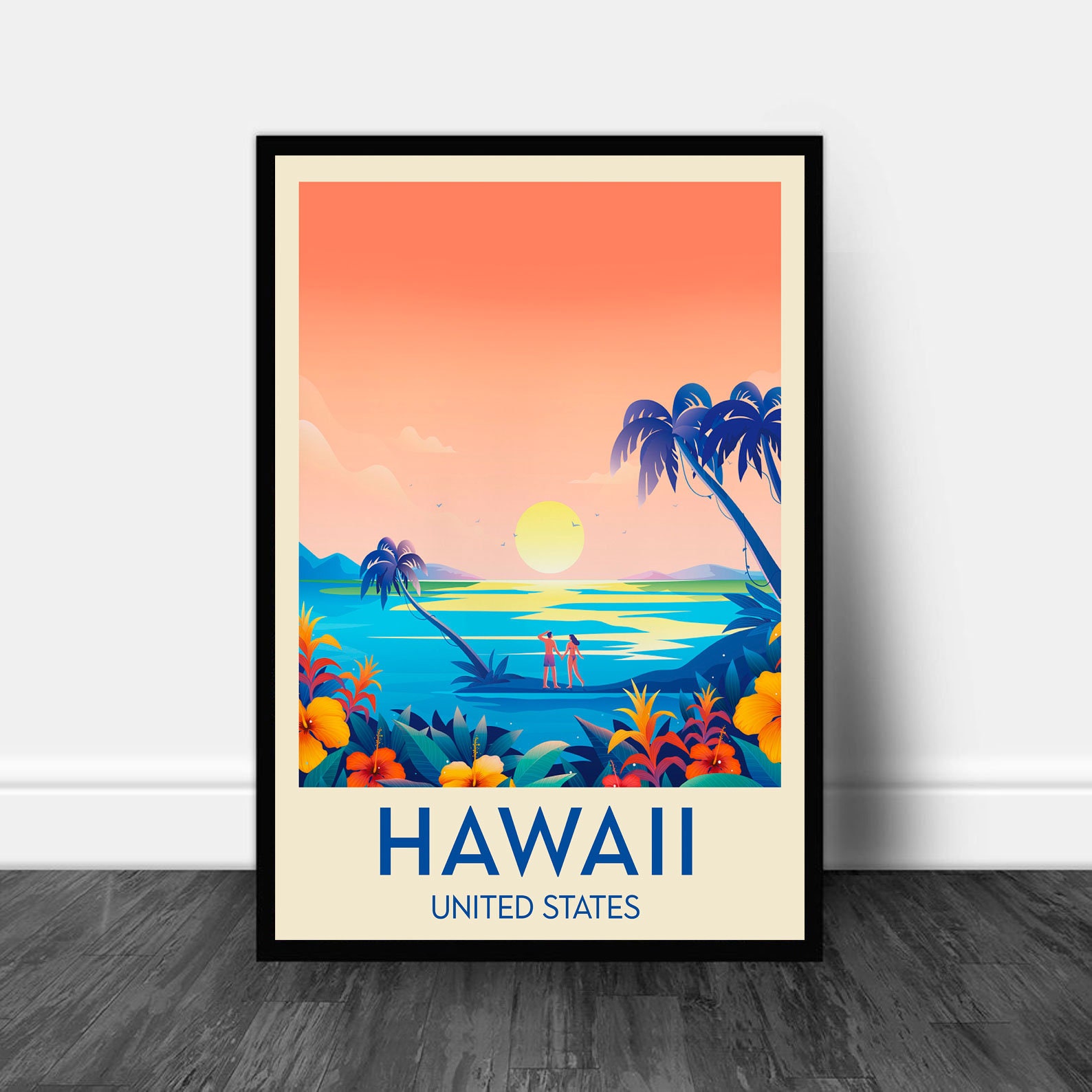 Hawaii Travel Poster Hawaii Surfing Vintage Travel Poster | Etsy