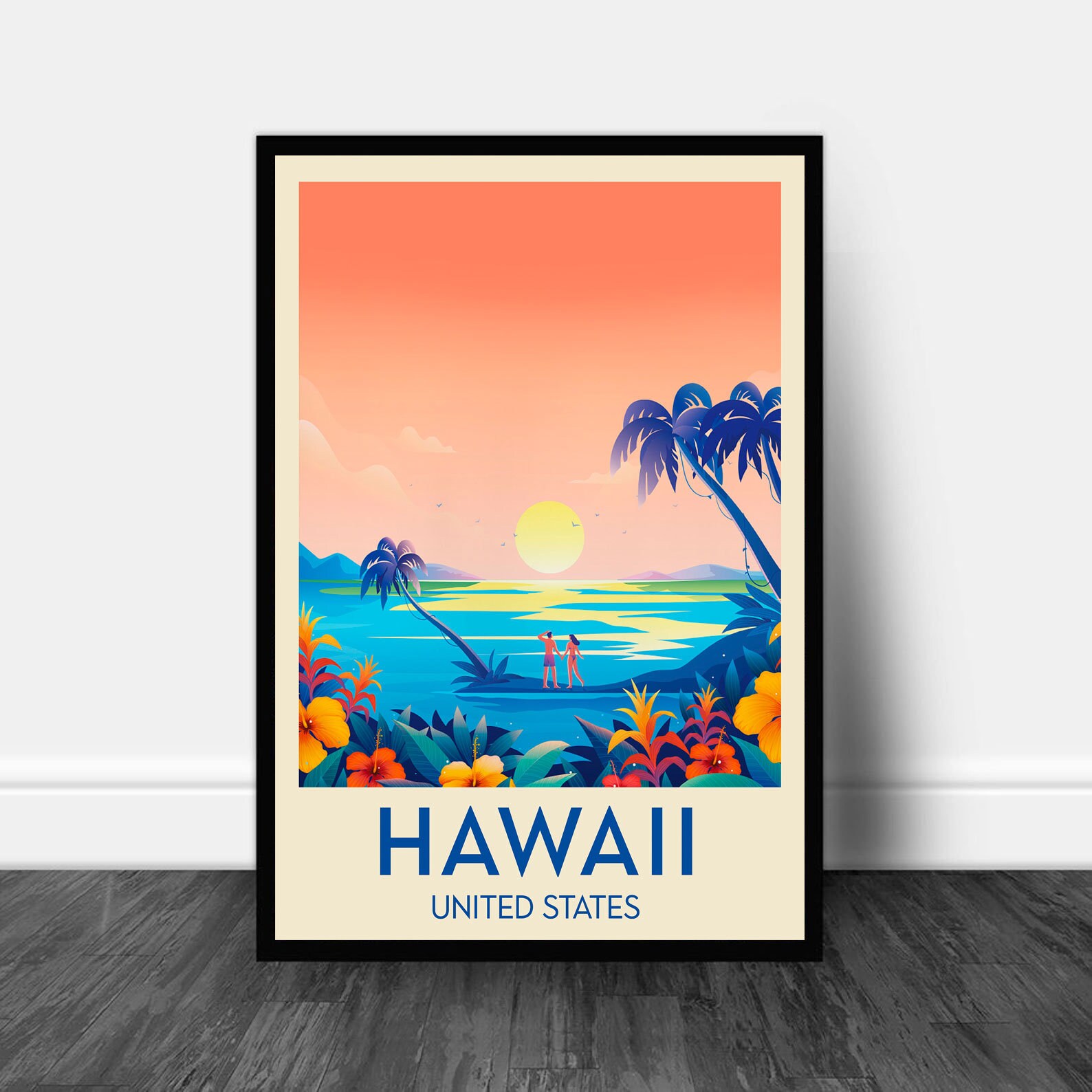 Hawaii Travel Poster Hawaii Surfing Vintage Travel Poster Etsy