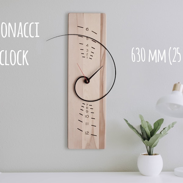 Fibonacci clock Wood clocks for wall  Cool clock Modern wall clock Trippy clock  Office clock  Valentine's day Unique gift