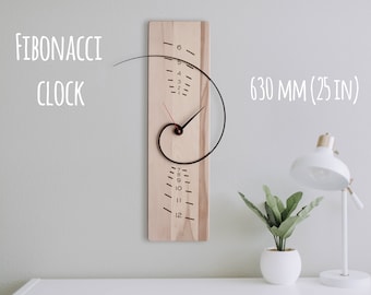 Fibonacci clock Wood clocks for wall  Cool clock Modern wall clock Trippy clock  Office clock  Valentine's day Unique gift