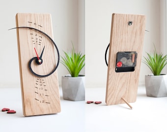 Fibonacci Clock: Unique Mathematics Desk Clock, Hardwood Engraved Dial