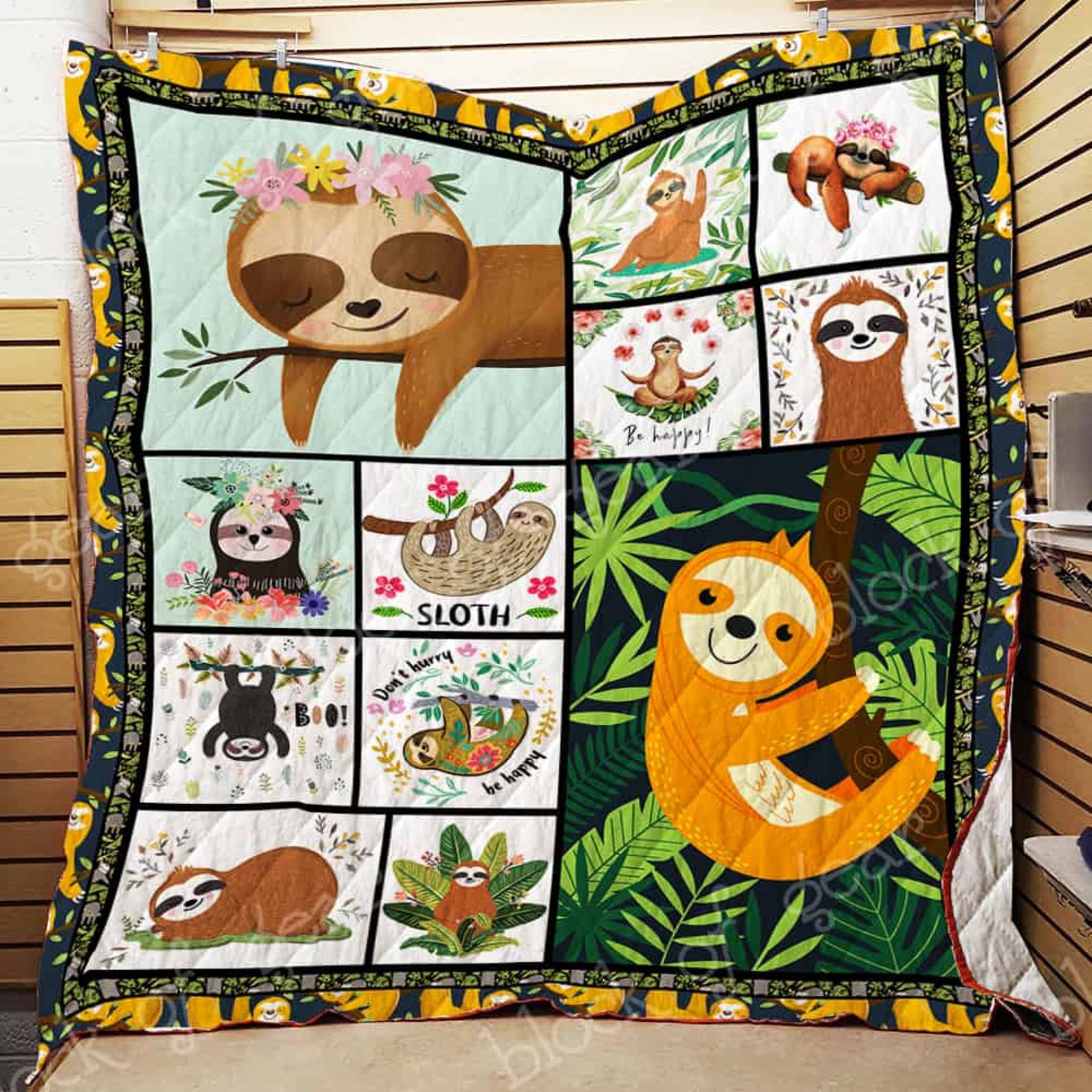 Happy Sloths All Season Quilts Blanket Super King Queen Twin Etsy