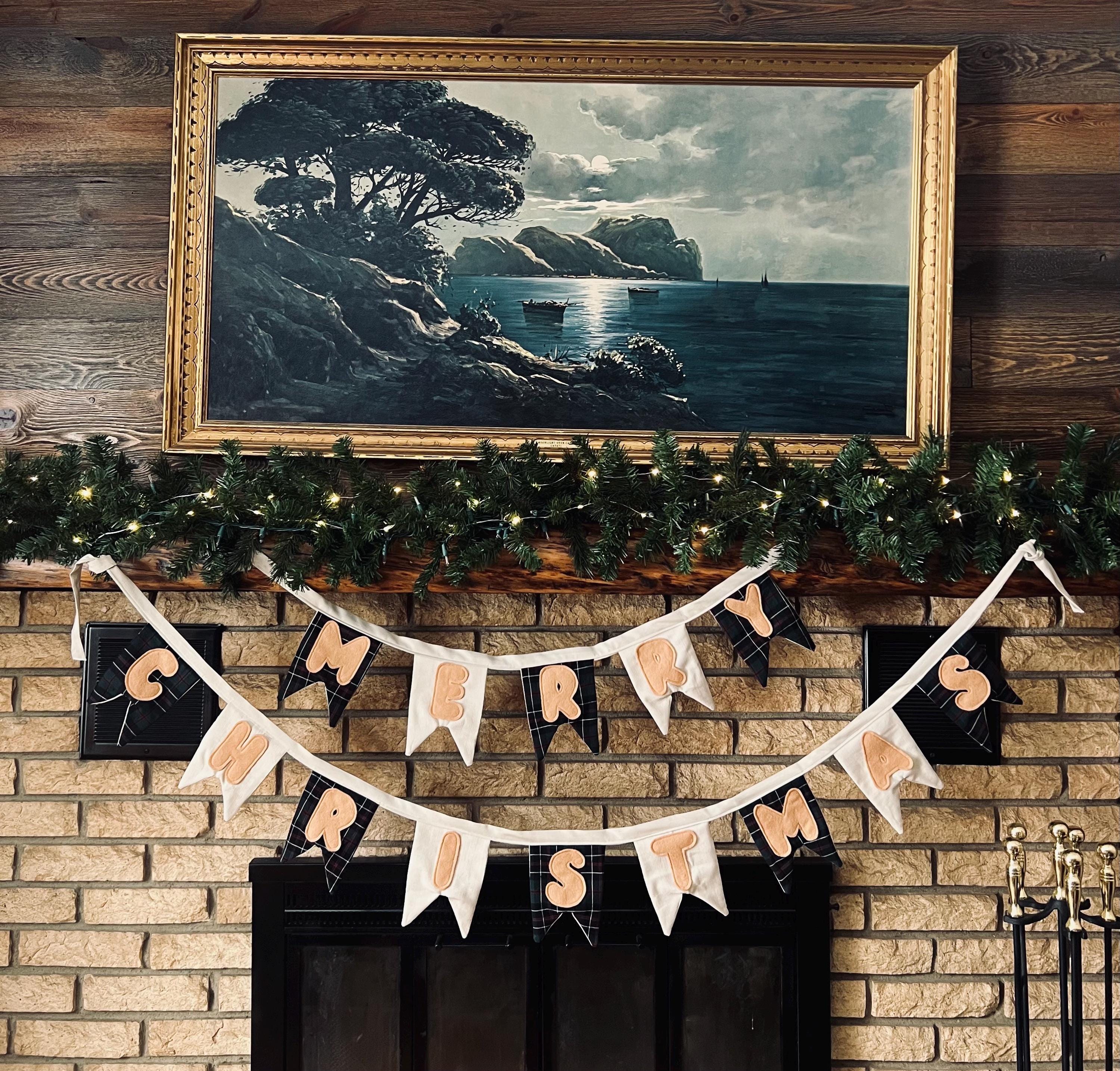 Handmade Fabric Merry Christmas Banner, Christmas Decor