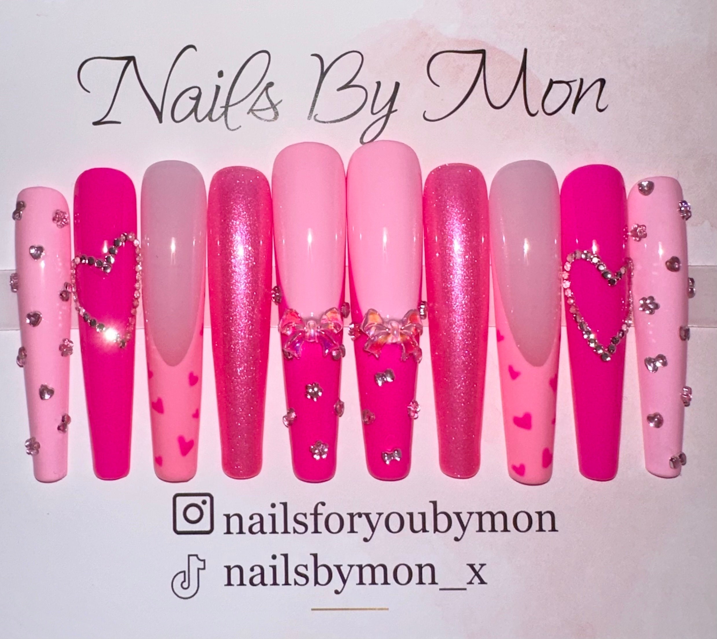 Red Glitter French Tip Nails Bling Nails Nude Nails Long Nails
