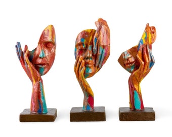 Thinker Sculpture Set, Different thoughts ,Colourful Abstract Statue,Book Shelf Decor,Home Decor,Office decor,Gift for her,