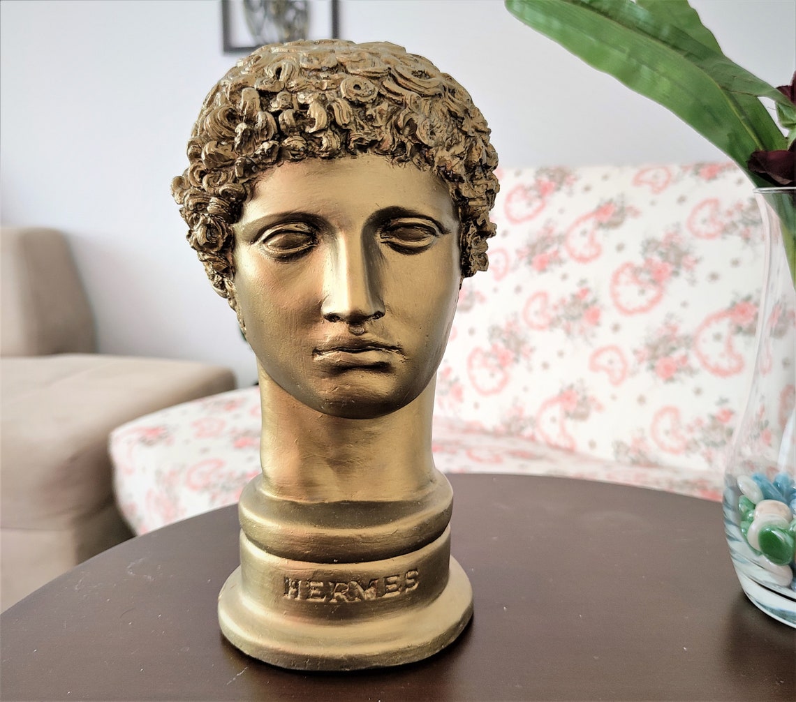 Hermes Büste Aus Alabaster - 21 Cm Griechische Götter Statue Für Zuhause