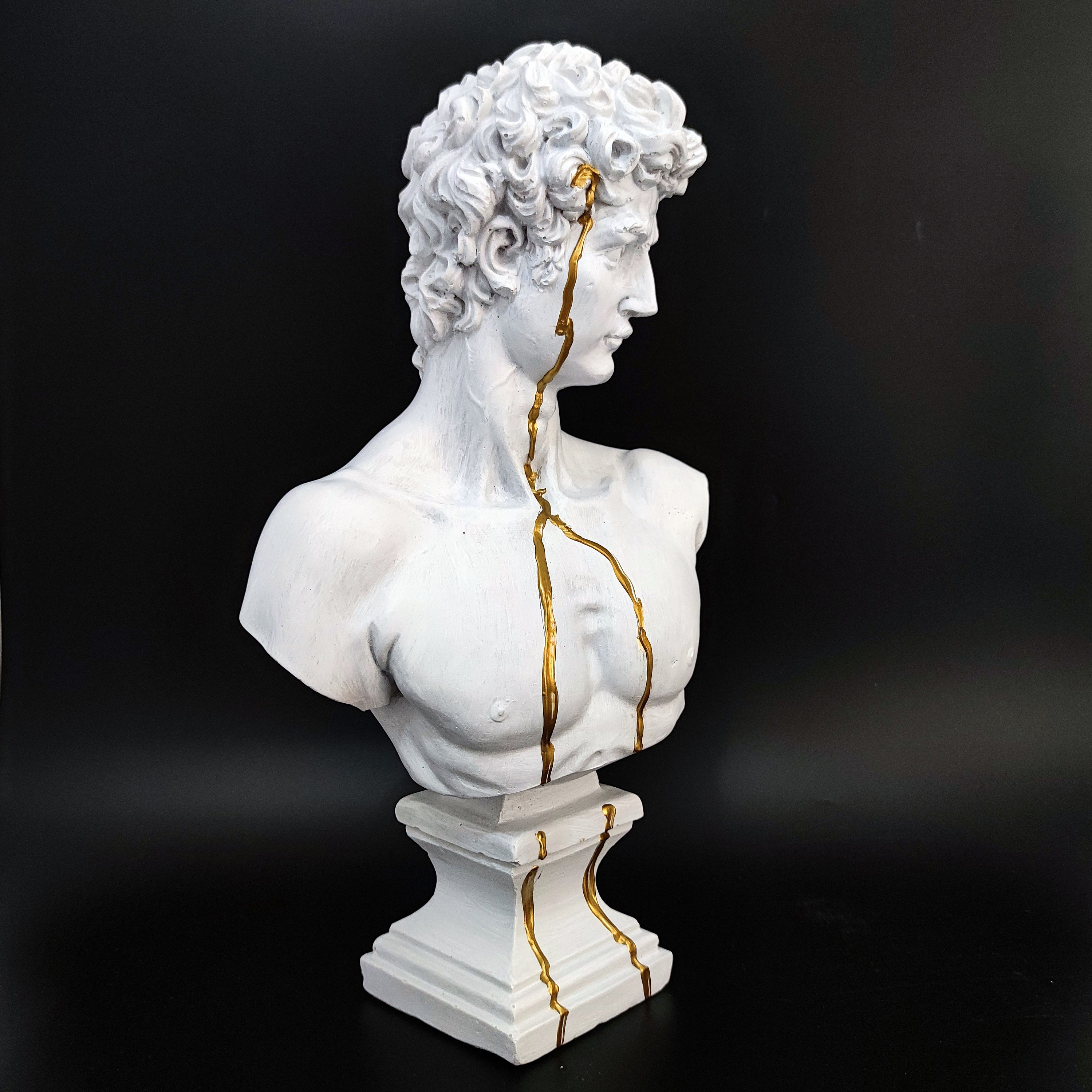 Gold David Bust Statue Davud Sculpture 17 Large Etsy