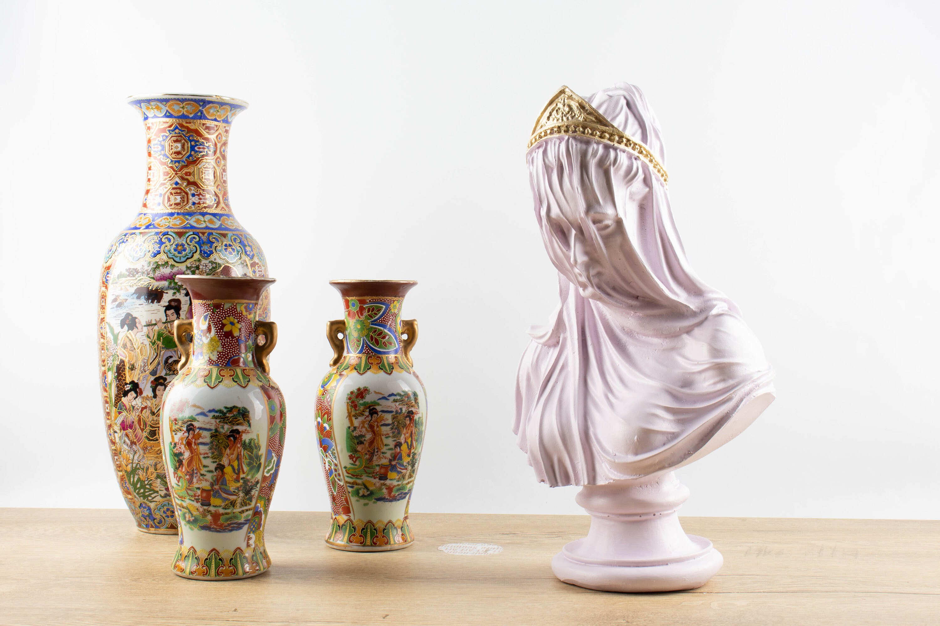 The Virgin Lady Statue, Veiled Lady Bust,soft Pinkveiled Lady Sculpture