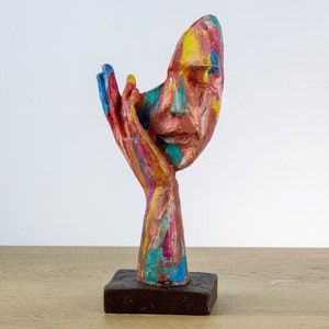 Thinker Sculpture Different thoughts,Rainbow Color Abstract Statue,Book Shelf Decor,Home Decor,Office decor,Gift for her,Home Decor