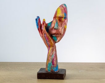 Denker-Skulptur Verschiedene Gedanken, Regenbogenfarbene abstrakte Statue, Bücherregal-Dekor, Wohndekoration, Bürodekoration, Geschenk für sie, Wohndekoration