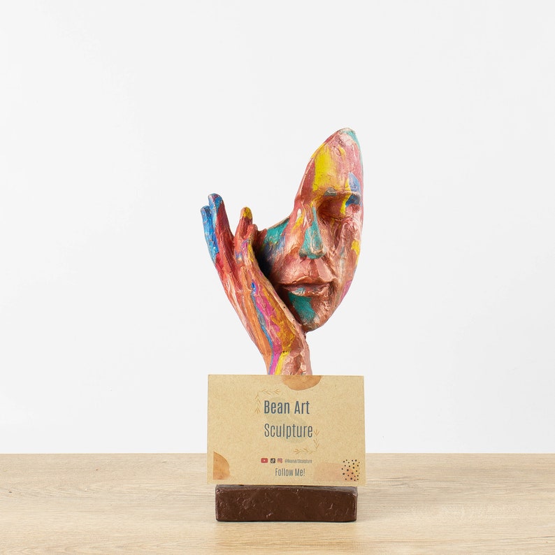 Escultura del pensador Diferentes pensamientos, Estatua abstracta del color del arco iris, Decoración del estante del libro, Decoración del hogar, Decoración de la oficina, Regalo para ella, Decoración del hogar imagen 5