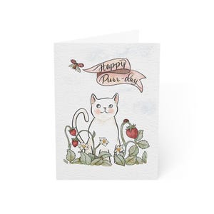 Cartes de voeux fantaisistes pour les amoureux des chats, cartes d'anniversaire uniques, papeterie faite main, joli jeu de cartes pour animal de compagnie, parfaites pour toutes les occasions