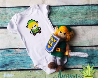 Link & Zelda - Embroidery Bodysuit. Legend Of Zelda, Baby Gamer, Geek, Kids Shirt, Hyrule, Triforce, Video Game Baby Shower