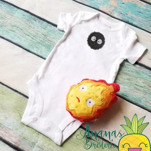 Soot Sprite - Embroidery Bodysuit. My Neighbor Totoro, Susuwatari, Baby Girl/Boy Otaku, Howl's Moving Castle, Kawaii, Anime, Made To Order