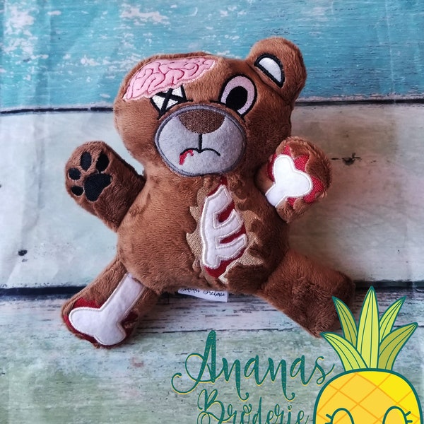 Zombear Stuffie. Zombie Bear, Zombie Teddy, Spoopy Stuffed animal, Creepy Baby Toys, Halloween, Spooky Baby Shower, Made to Order