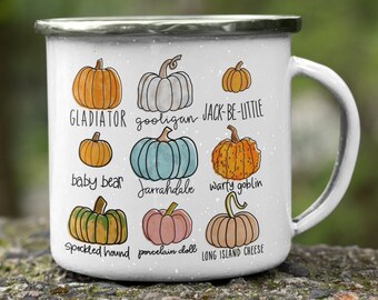 Pumpkin Mug, Halloween Mug, Campfire Mug, Fall Mug, Enamel Mug, Camping Mug, Pumpkin Gifts for Women