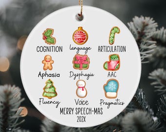 Christmas Speech Therapy, Speech Language Pathologist, Slp Ornament, Aac Ornament, Neurodiversity, Christmas Ornament, Speech Pathology