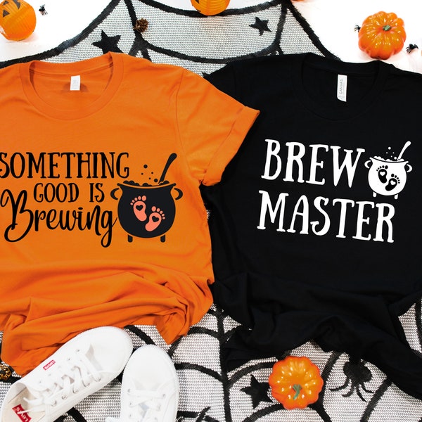 Something Good is Brewing Shirt, Maternity Halloween Shirt, Couples Maternity Halloween Shirts, Expecting Couple Halloween Shirts,