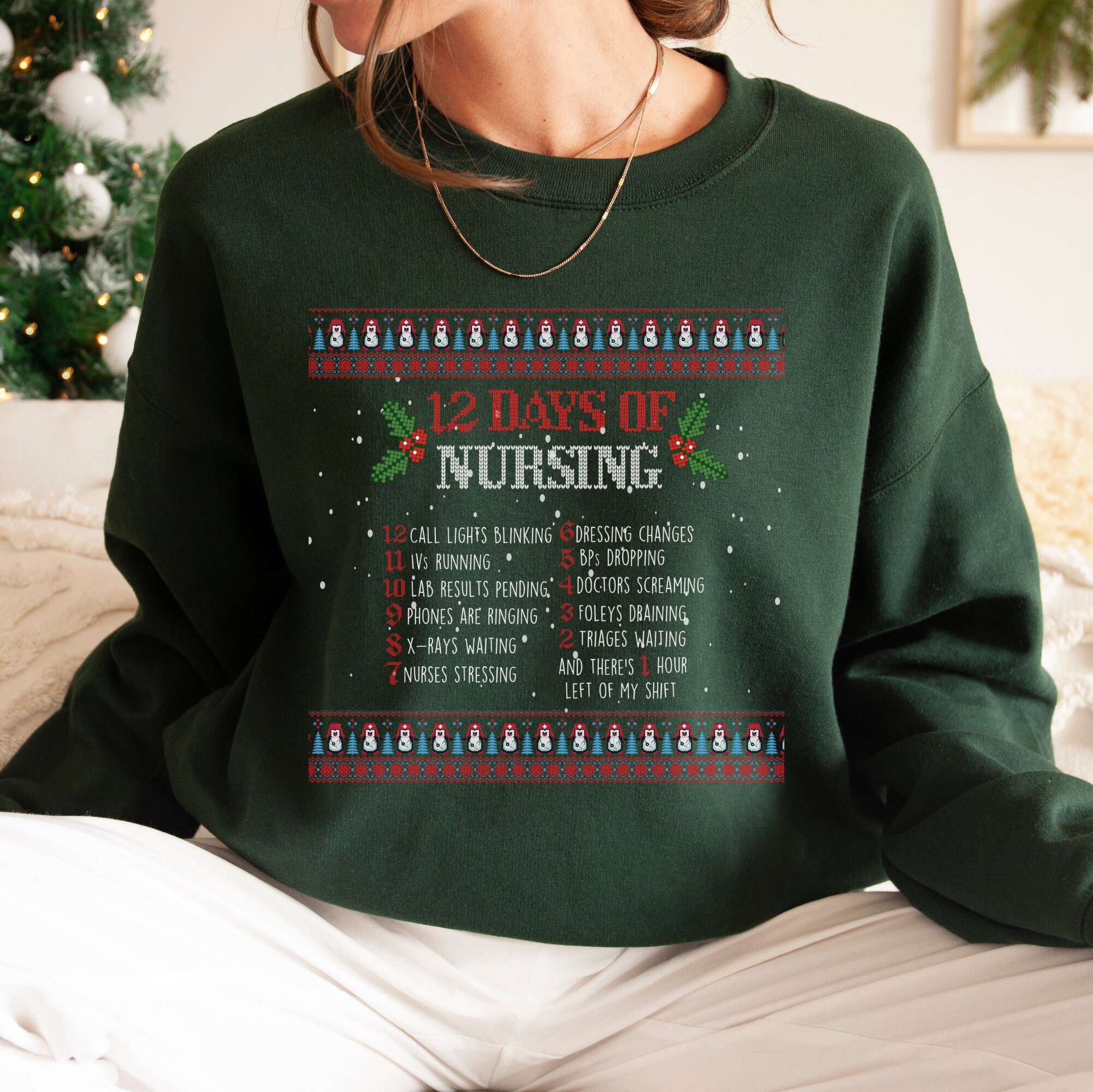 Nurse Ugly Christmas Sweater Nurse Sweatshirt Emergency Nurse Er Nurse Sweatshirt Er Nurse Shirt Icu Nurse Christmas Nurse