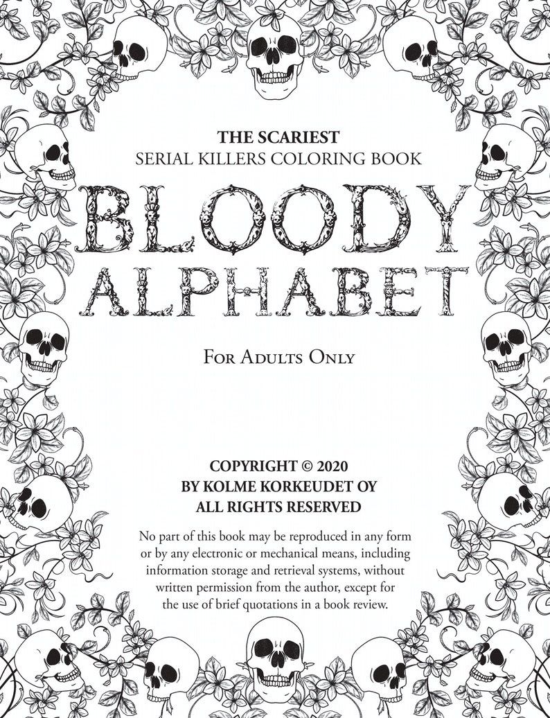 Downloadable BLOODY ALPHABET the Scariest Serial Killers Coloring Book