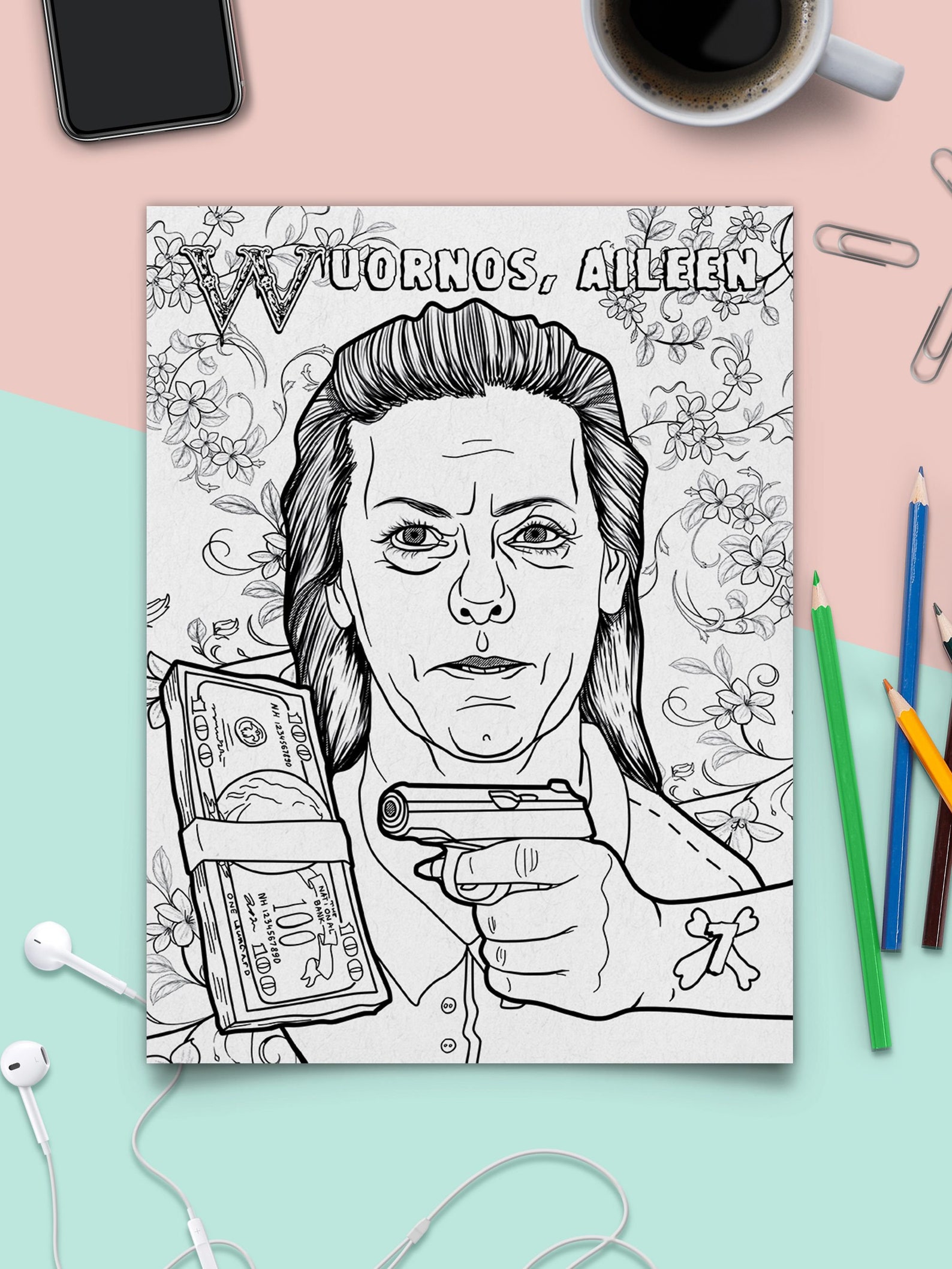 Downloadable BLOODY ALPHABET: the Scariest Serial Killers Coloring Book