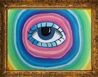 Eyeball Colorful Acrylic Painting on Canvas Board 8inx10in